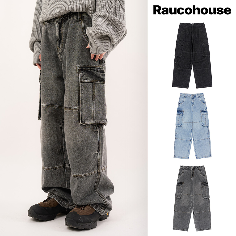 【Raucohouse】Monster cargo vintage denim pants