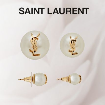 Saint Laurent Earrings Casual Style Blended Fabrics Party Style Brass Office Style