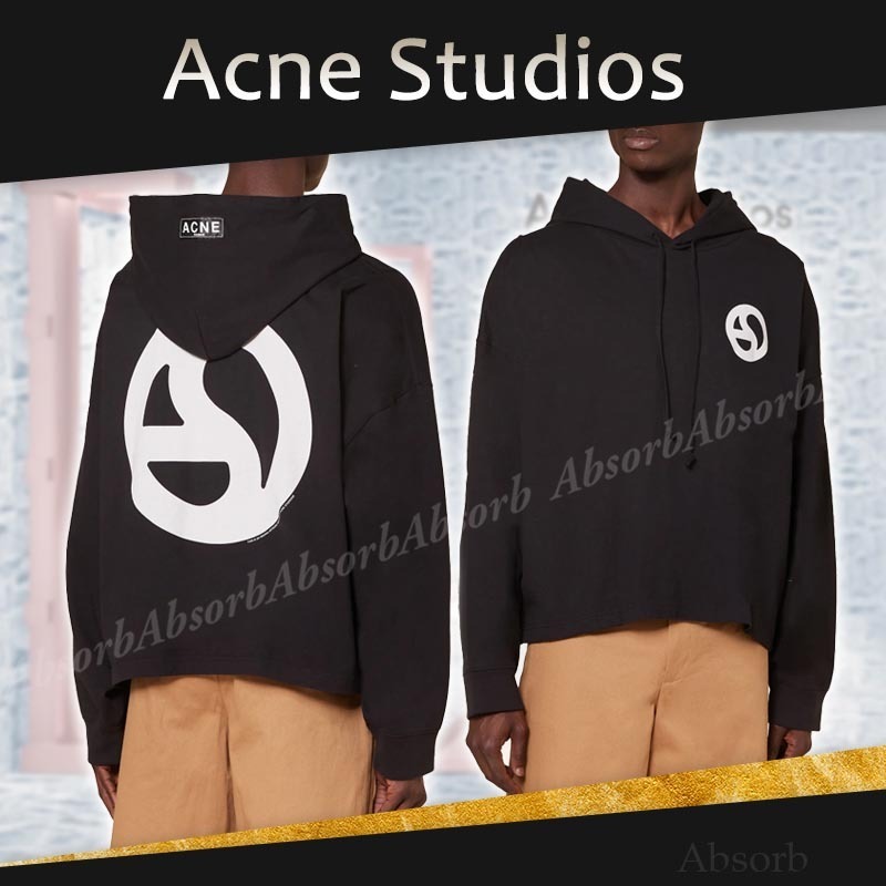 【23AW NEW】Acne Studios_men/ ラベルプリント フーディ /Black