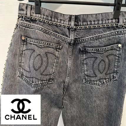 2023/24FW◆送料込【CHANEL】ジーンズ エンボス柄 デニム Black 23/24AW☆オシャレデニム】 CHANEL ジーンズ (CHANEL/デニム