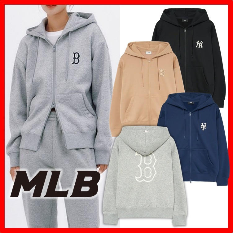 ★韓国の人気★【MLB】★Basic Big Logo Hood Zip U.p★