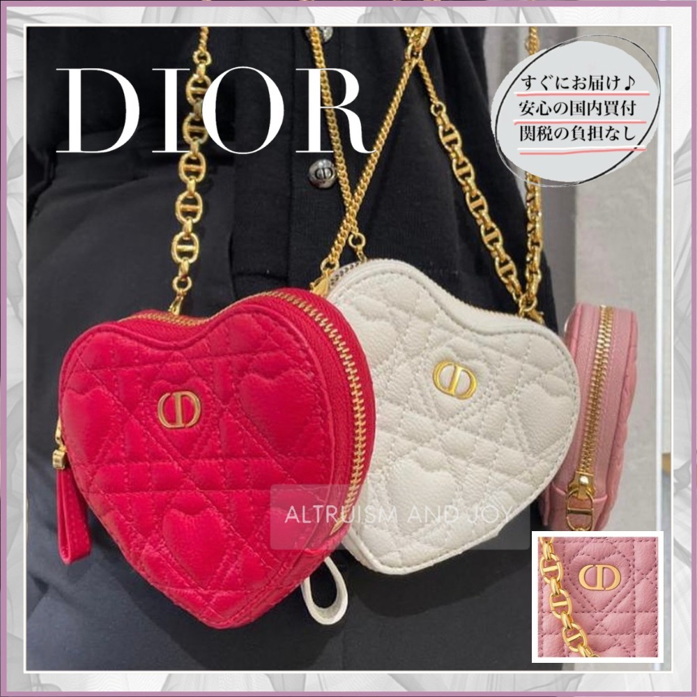 【24C★心くすぐる♡】DIOR CARO チェーン ハートポーチ