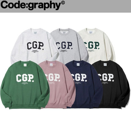 Code graphy Sweatshirts Heart Unisex Street Style Long Sleeves Logo Sweatshirts