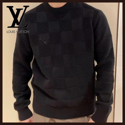 Louis Vuitton Sweaters Crew Neck Pullovers Other Plaid Patterns Monogram Unisex