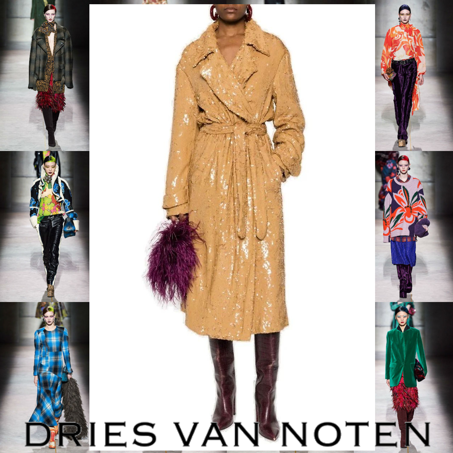 Dries Van Noten 装飾ベルテッド コート ベージュ