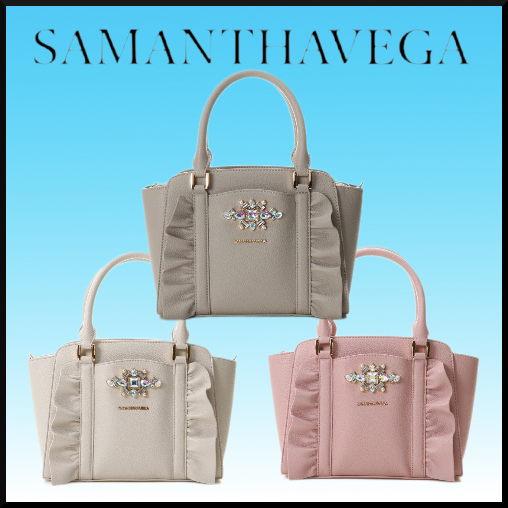 大人気☆SAMANTHAVEGA ビジューフリルハンドバック 可愛い