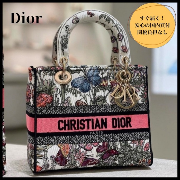 【話題の新作☆】DIOR LADY D−LIGHT 蝶 花 ミディアム バッグ
