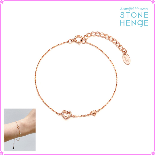 【STONEHENgE】Silver Material Two Heart Bracelet SC1777