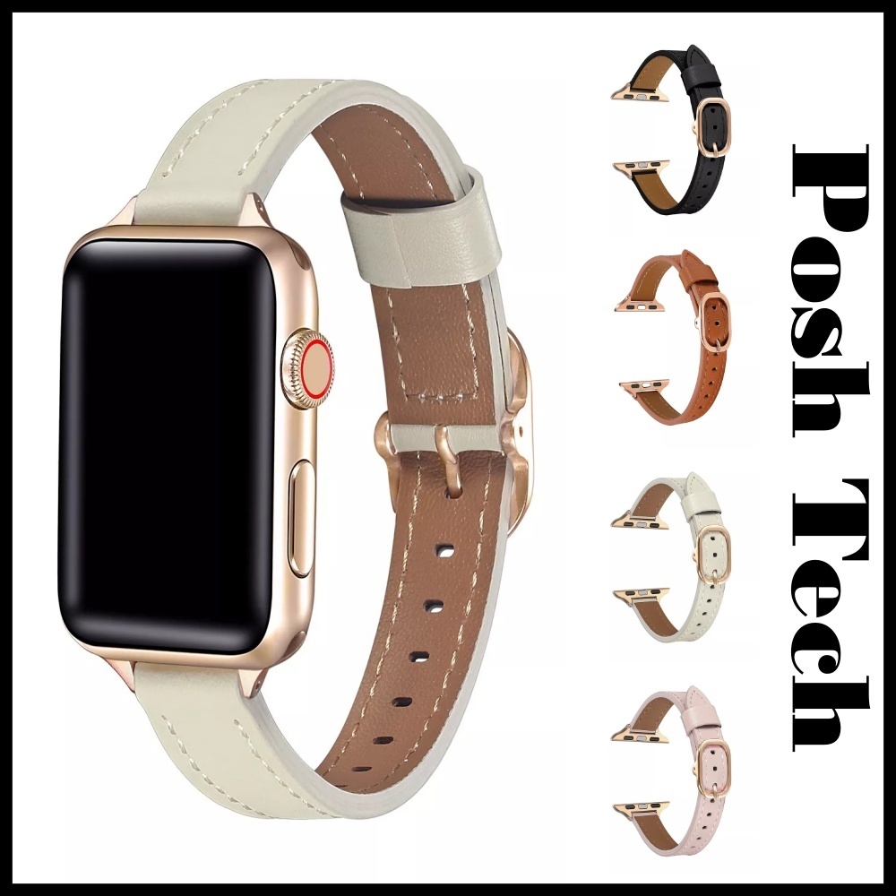 全４色★Posh Tech 細身のレザーが上品なアップルウォッチバンド
