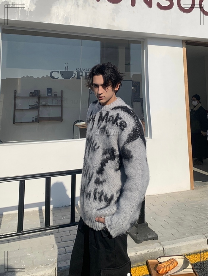 ニットセーター M~XL レタリングロゴ ストリート 3color ニットセーター M~XL レタリングロゴ ストリート 3color (ニット