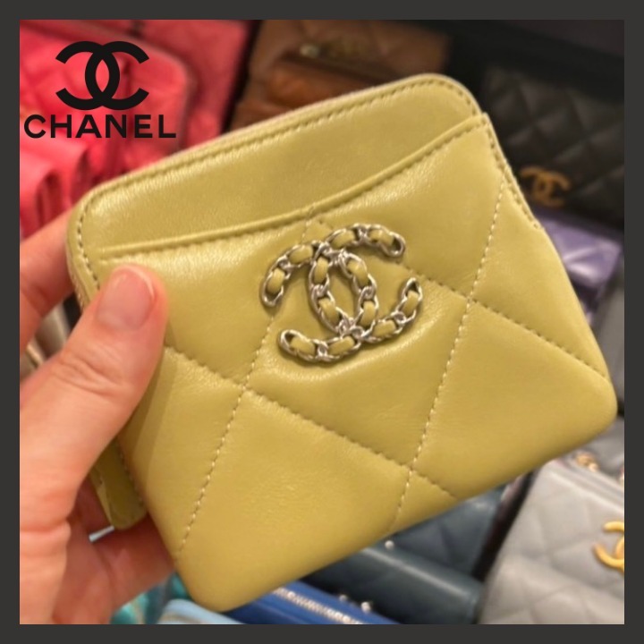 ☆優しいイエロー☆シャネル CHANEL 19 ジップ コインパース