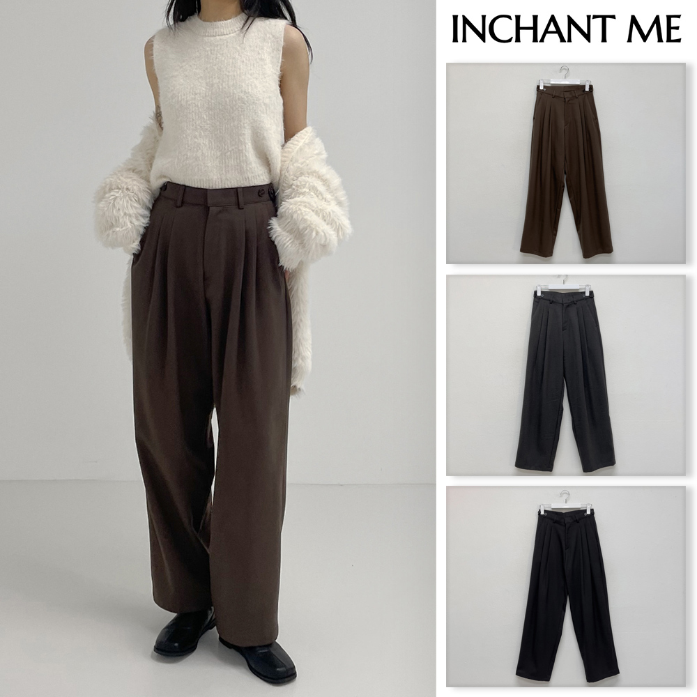 【INCHANT ME】[unisex] Loop Two Tuck Brushed Wide Slacks
