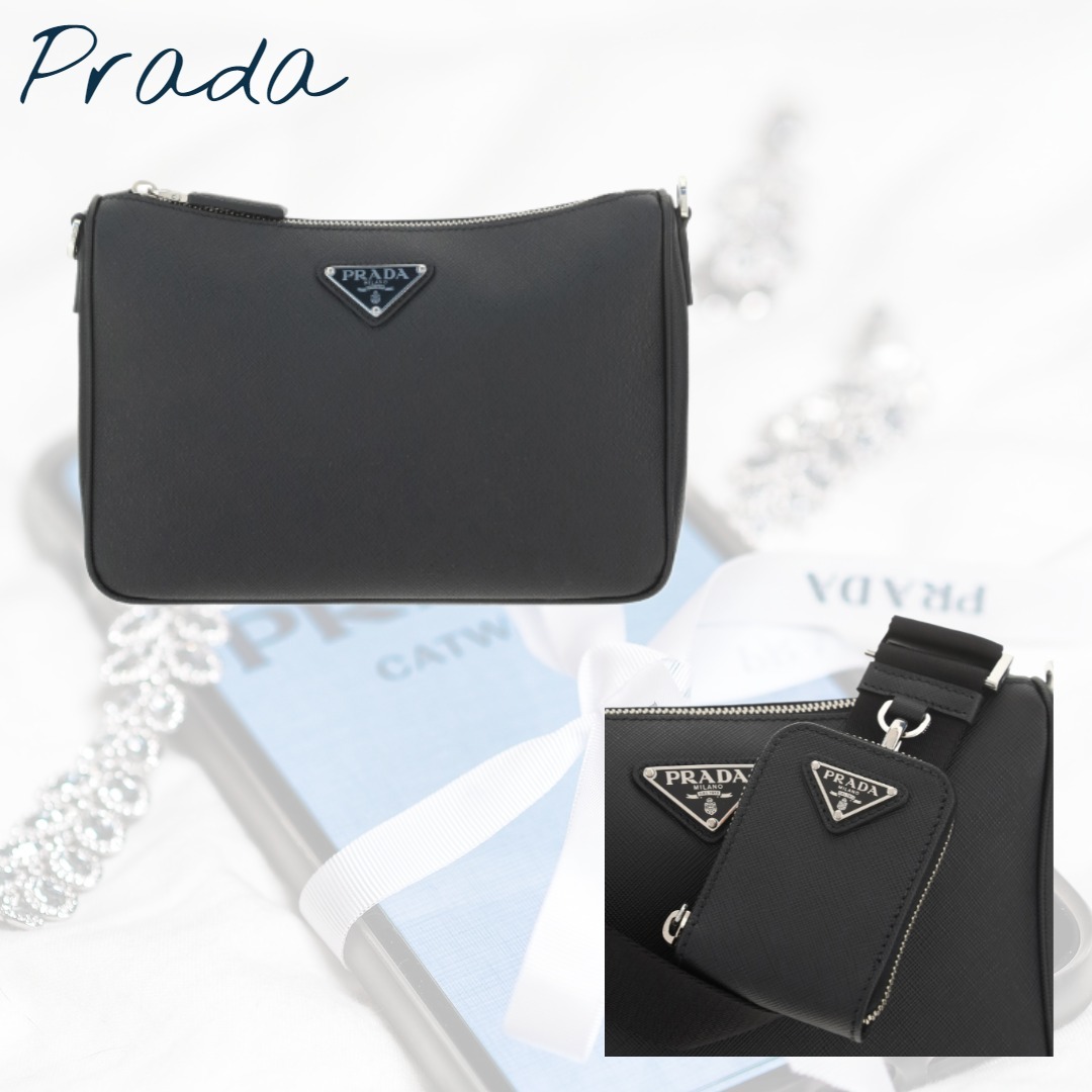 ≪PRADA≫ カーフスキン バンドリエラ バッグ & パッチ ポーチ