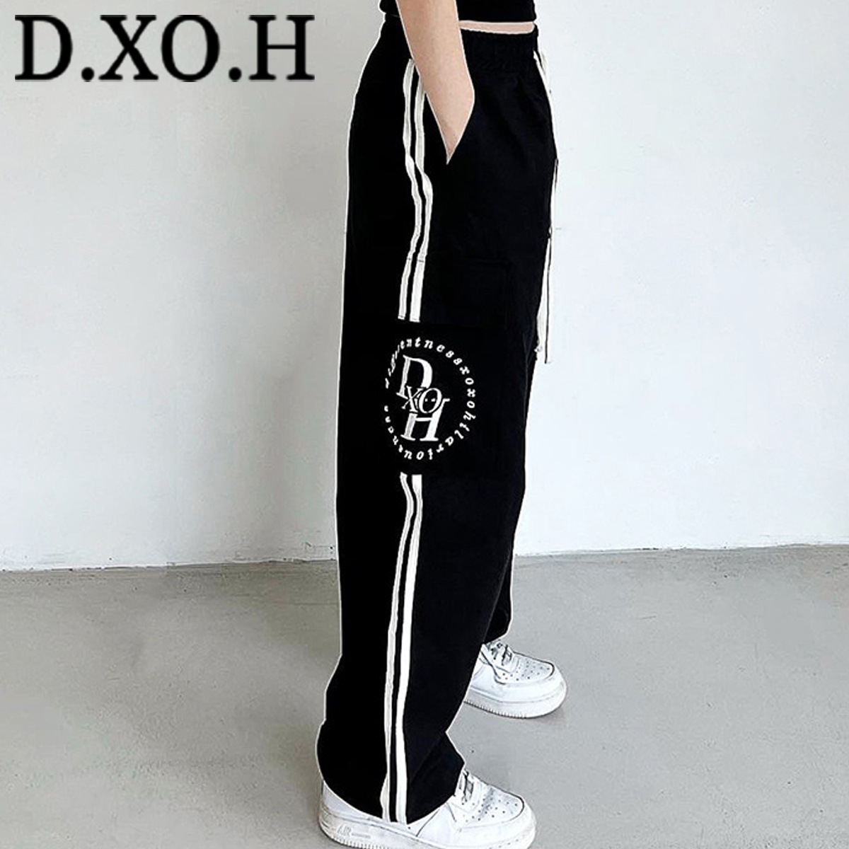 ★DXOH★Circle stack logo cargo track pants black★正規品