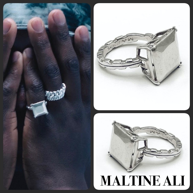 【送料無料】BULKY SQUARE GEMSTONE☆925 SOLID STERLING SILVER