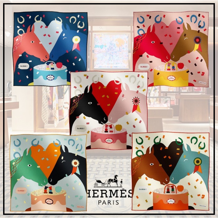 人気【HERMES】Just Married scarf 45〈直営店〉