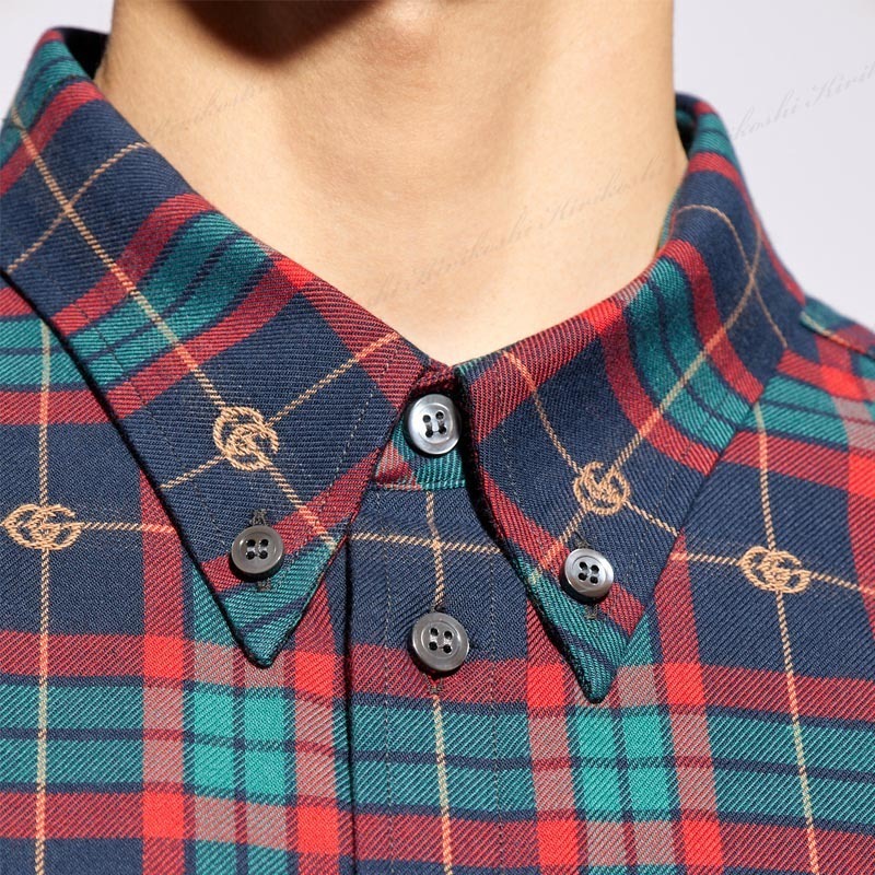 極美品 タグ付き GUCCI グッチ ボタンダウンシャツ 刻印ボタン L