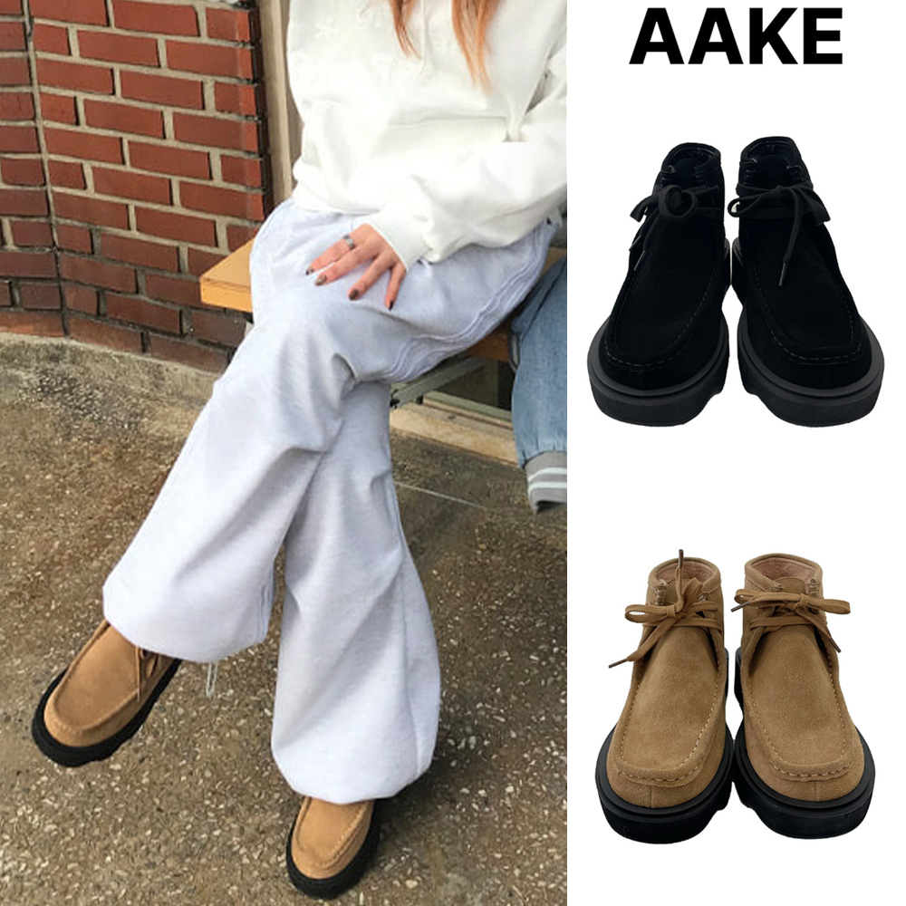 【AAKE】(Natural cowhide) SUEDE WAVE PLATFORM LOAFERS