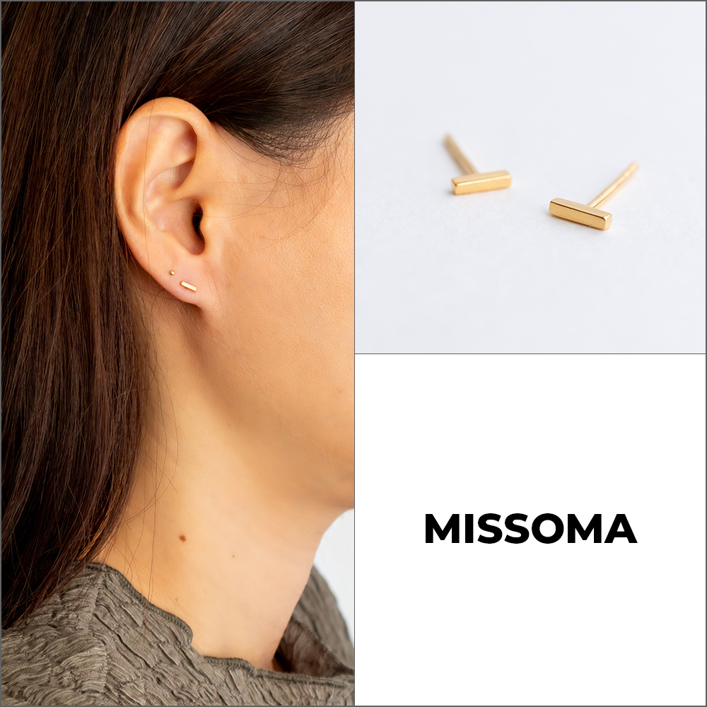 【MISSOMA】ゴールドヴェルメイユ Bar スタッドピアス