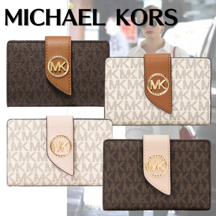 【2025A/W新作★送料無料】 すぐ届く【MICHAEL KORS】 ウォレットミディアムMKシグネチャー 小物
