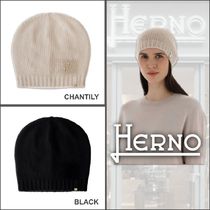 【HERNO】ヘルノ 帽子 ニットキャップ ロゴ カシミア＆ウール