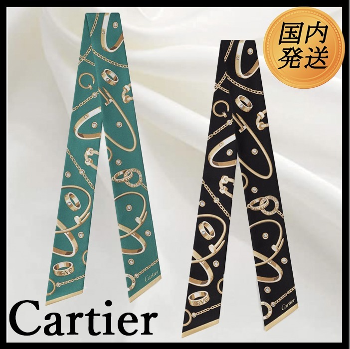 ギフト♪【国内発送★Cartier】MUNDANITY スカーフ シルクツイル