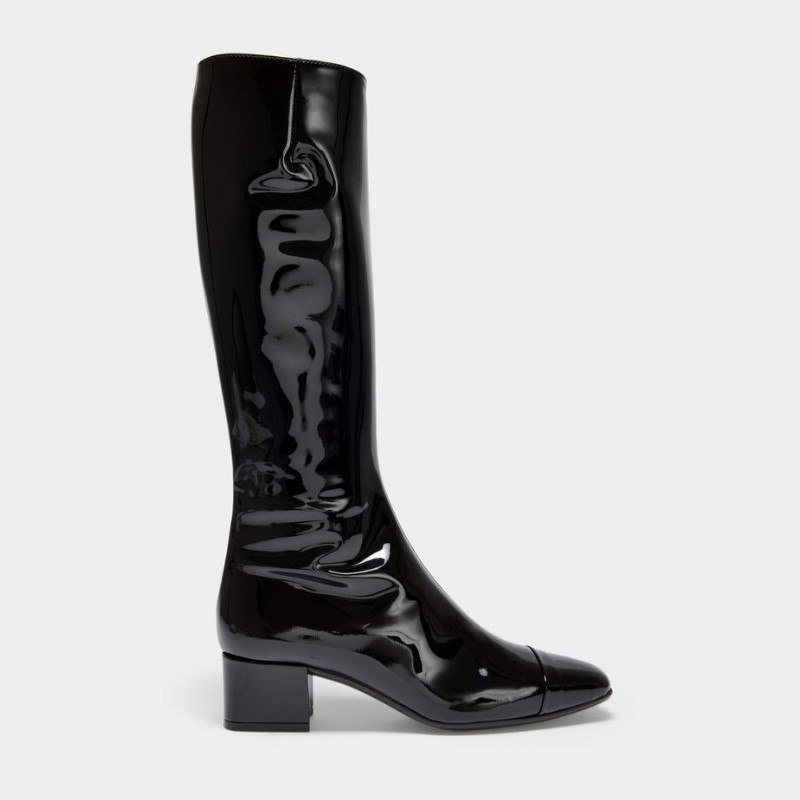 ロングブーツ CAREL Malaga Boots in Black Patent Leather