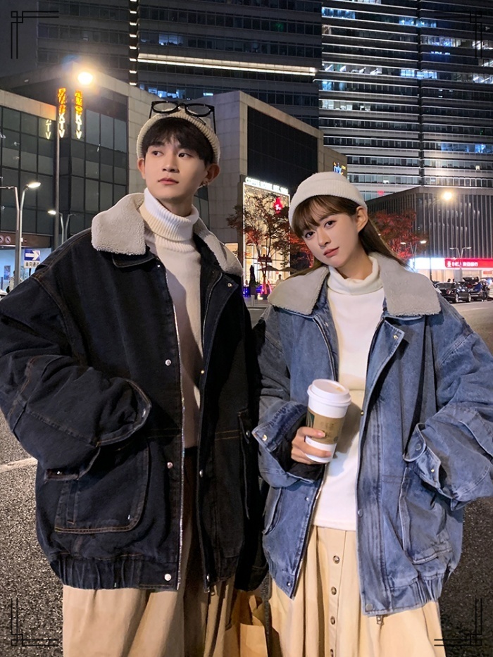 デニムジャケット M~2XL 裏ボア ルーズ ストリートカジュアル