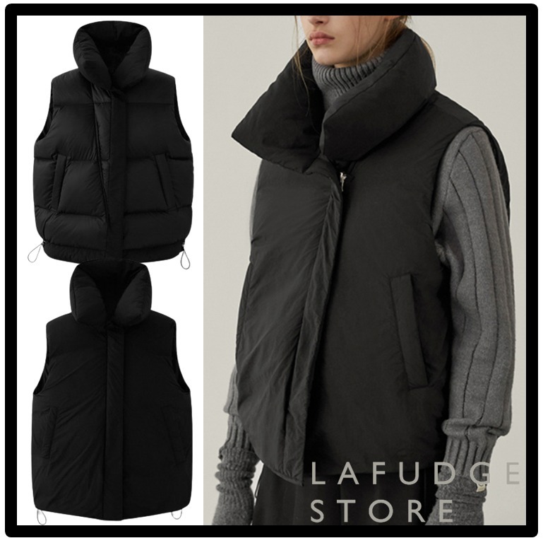 ☆LAFUDGE STORE☆RIVERSIBLE HIGH NECK DOWN PADDING VEST★