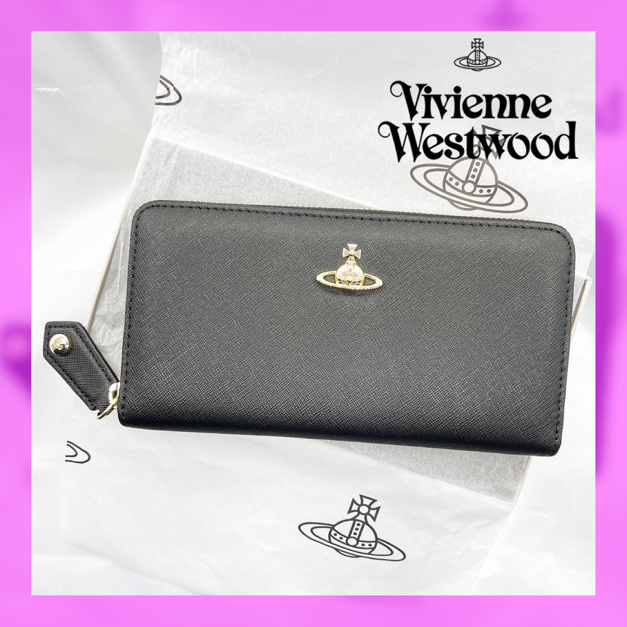 【即日発送】Vivienne Westwood★VICTORIA レザー長財布☆BLACK