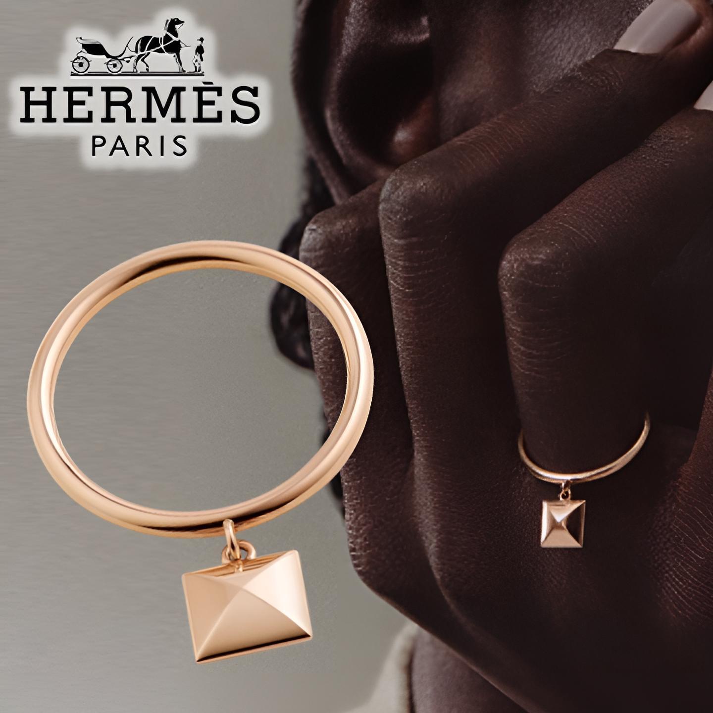 揺れるチャームがお上品♪【HERMES】《Clou d'H》SM リング