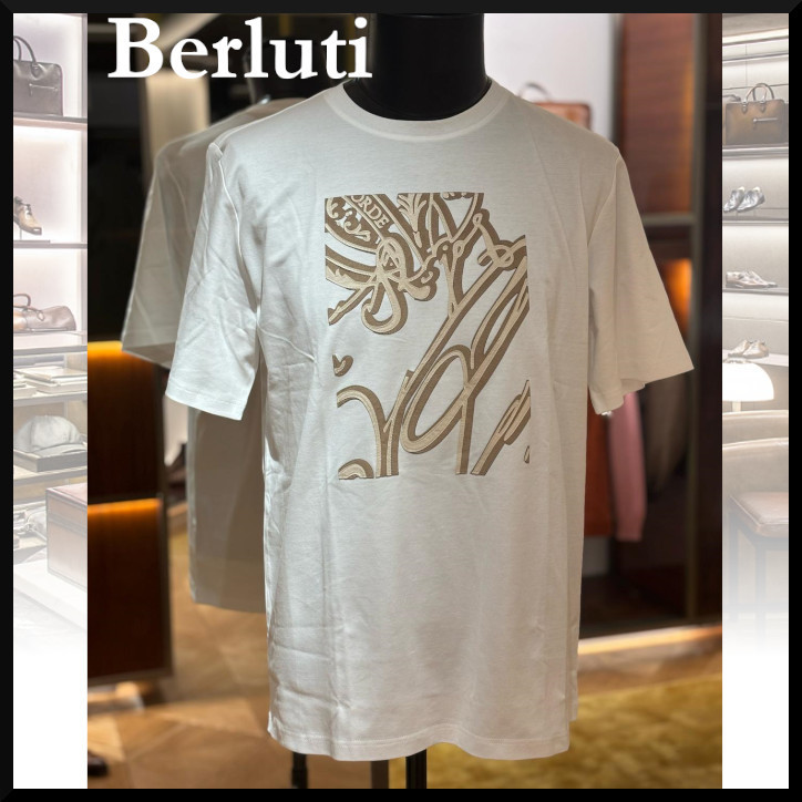 【Berluti】スエードエフェクト スクリット Tシャツ 料関税込 BERLUTI】フレーム スエード エフェクト スクリット Tシャツ