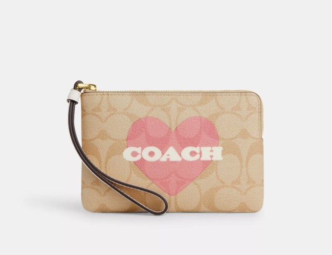 ショルダーバッグ・ポシェット COACH Corner Zip Wristlet In Signature Canvas CP436