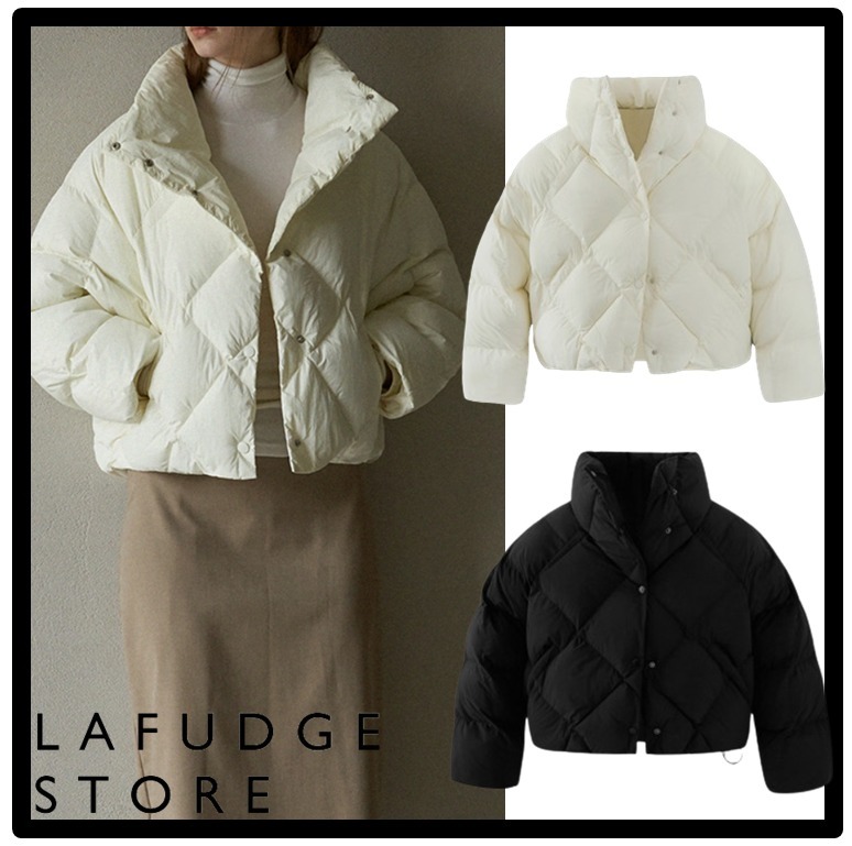 ☆LAFUDGE STORE☆FUNNEL NECK QUILTED DOWN PADDING JACKET★