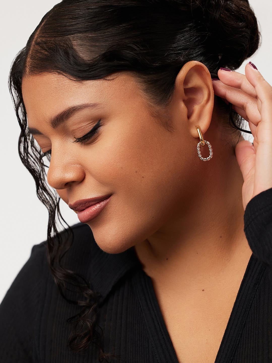 ana luisa＊ダブルフープピアス 14K シルバー ＊送関込 ピアス