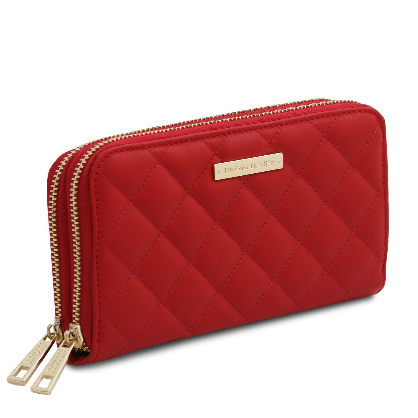 イタリア☆ダブルジップ長財布牛革キルティング TUSCANY LEATHER