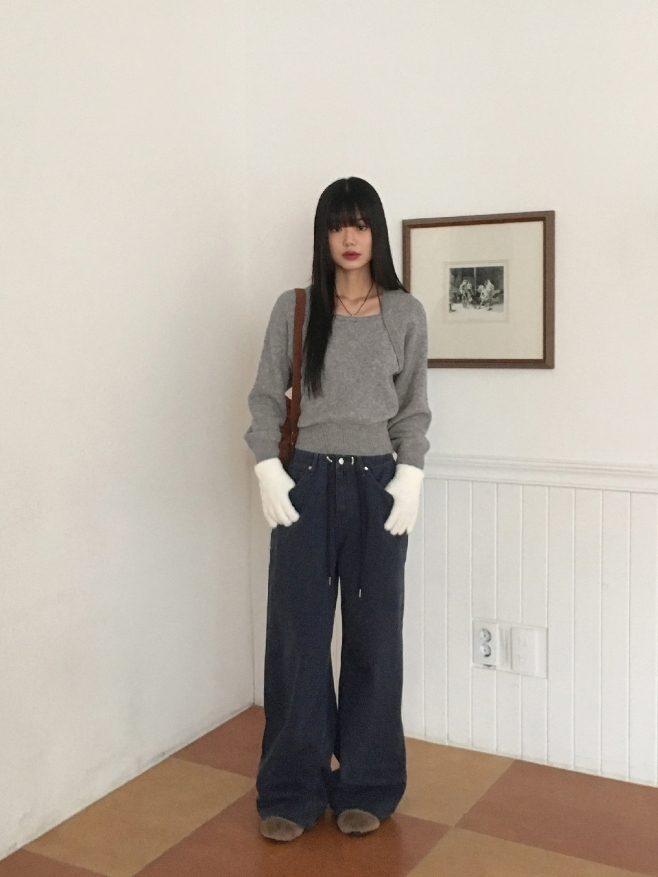 【WONDER WONDER】Stopper String Color Cotton Long Wide Pants WONDER WONDER】Stopper String Color Cotton Long Wide Pants