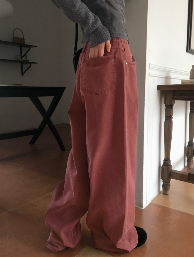 WONDER WONDER】Stopper String Color Cotton Long Wide Pants
