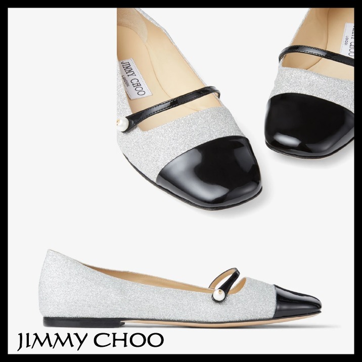 JIMMY CHOO Elisa Flat グリッター フラットシューズ