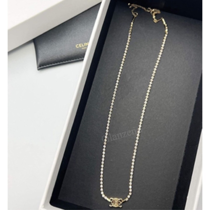 CELINE ☆ トリオンフ スパークル ネックレス /ブラス＆ストラス CELINE スパークルネックレストリオンフxストラス (CELINE