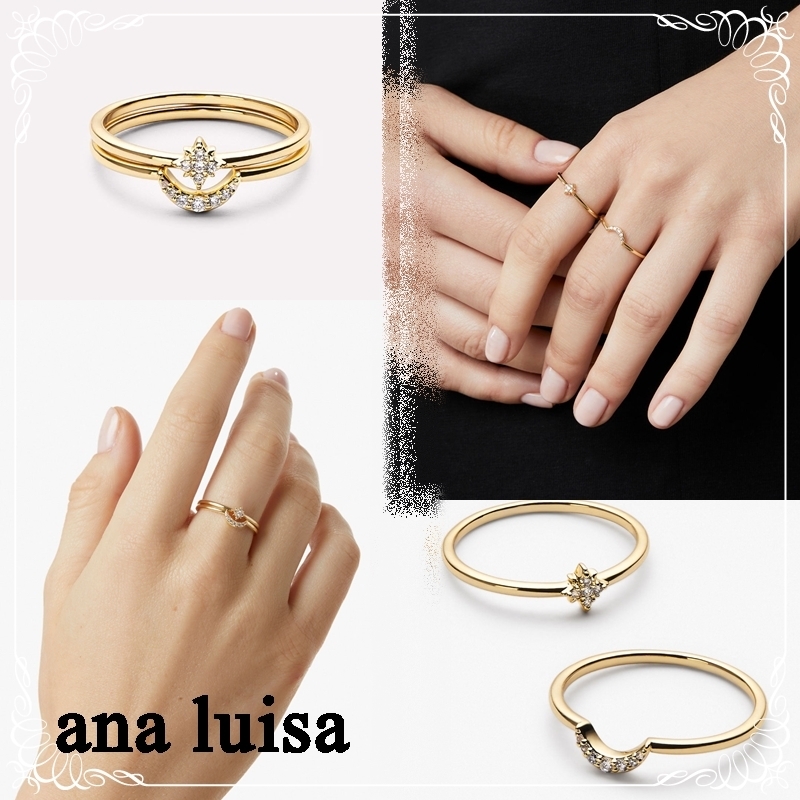 ＊ana luisa＊月と星リング 2個set sky ジルコニア＊送関込