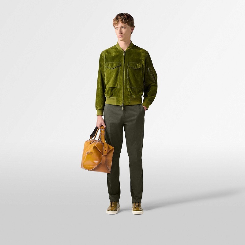 BERLUTI】スエード レザー ミリタリー ボンバージャケット