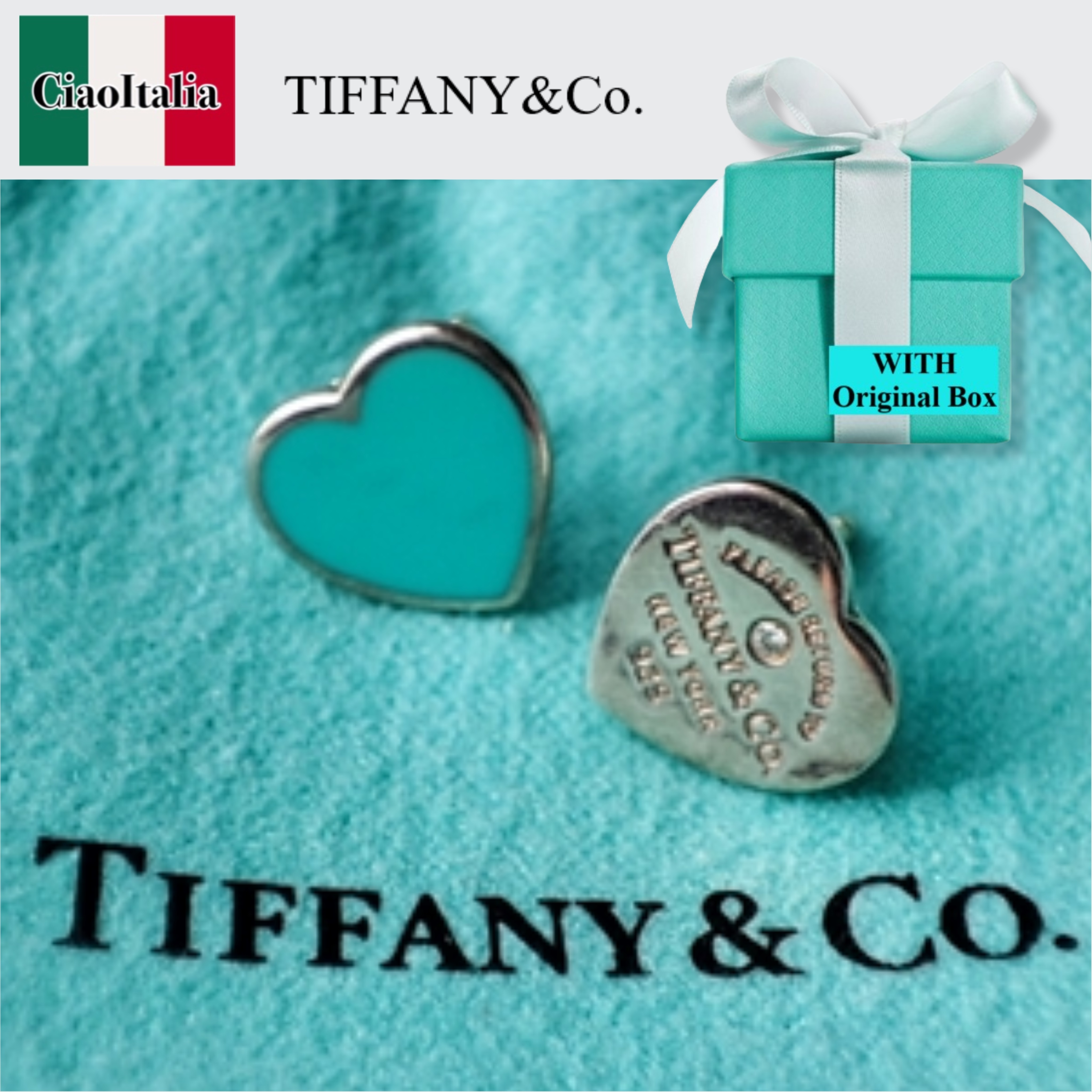 関税なし】TIFFANY&Co. ピアス ブルーとダイヤモンド1石