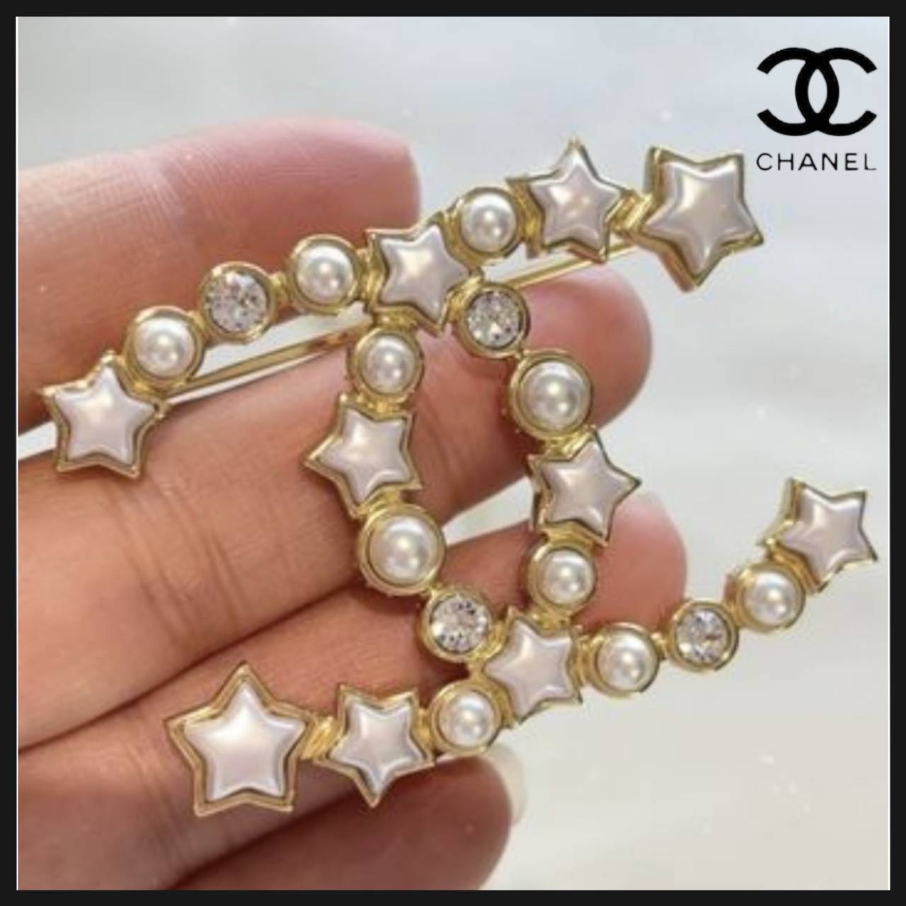 【華やかさプラス】CHANEL CCブローチ スター ＆パール