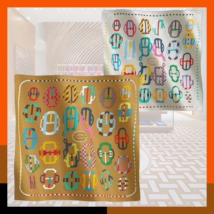 HERMES 最新作 上品スカーフ カレ70 Bouclerie Moderne Plumetis
