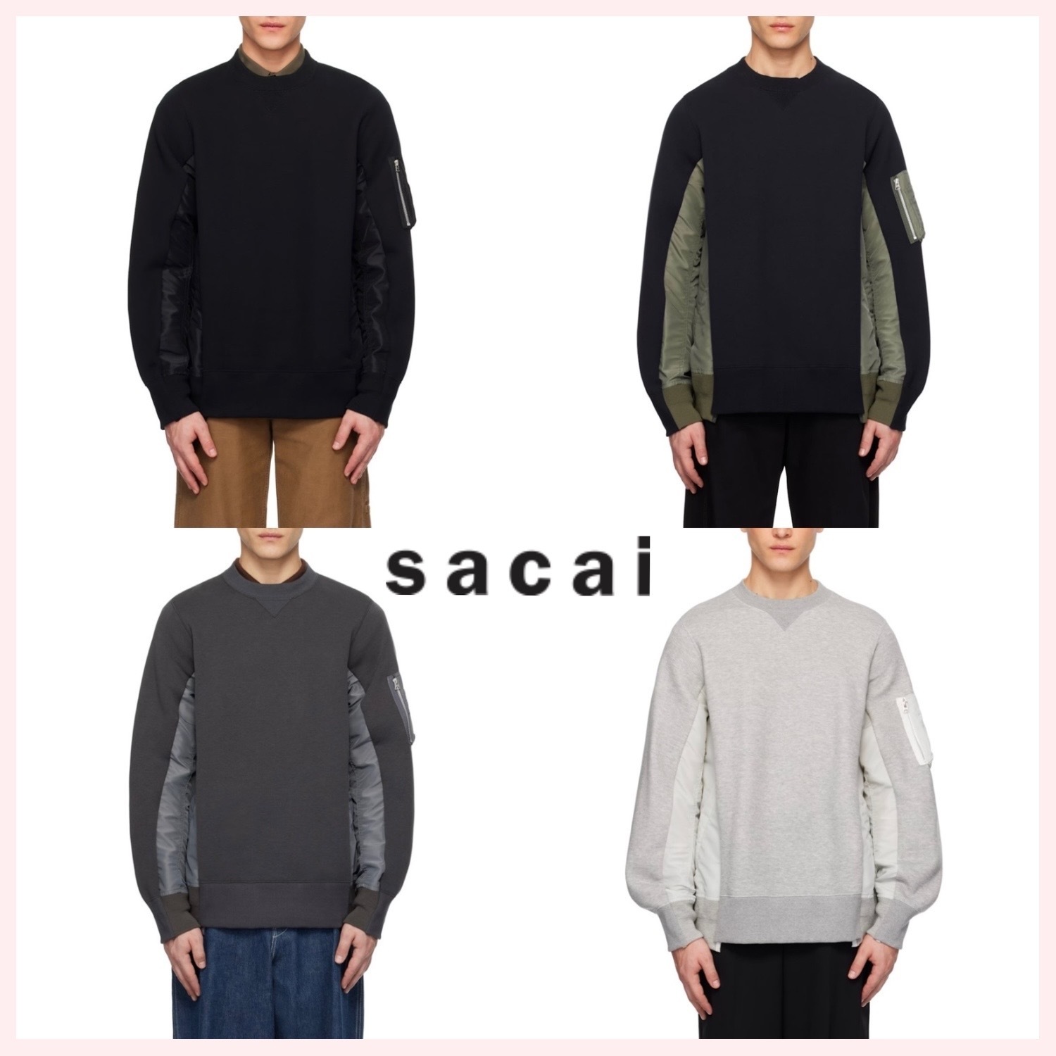 ★sacai★関税込♪NEW♪Sponge × Nylonパネル スウェットシャツ