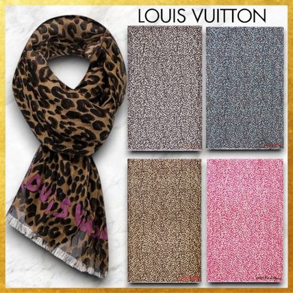 Louis Vuitton Knit & Fur Leopard Patterns Unisex Cashmere Silk Blended Fabrics