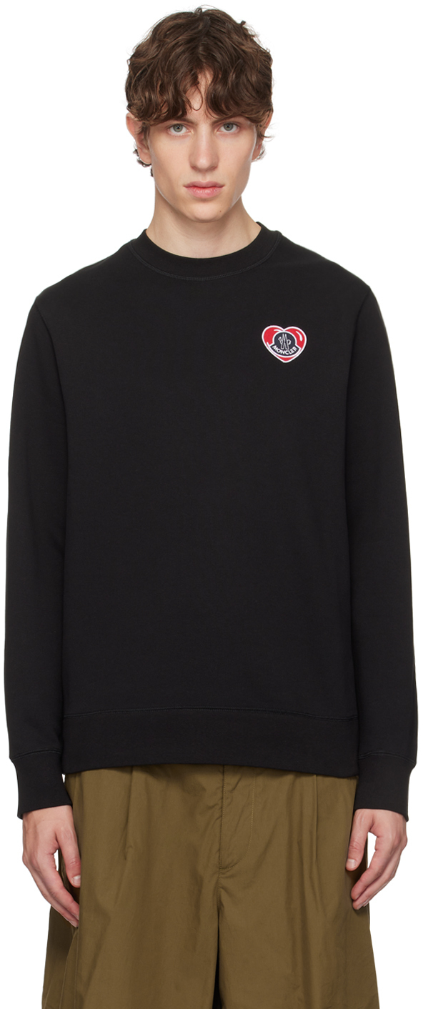 【関税込み】Moncler ブラック ロゴ刺繍パッチ スウェットシャツ