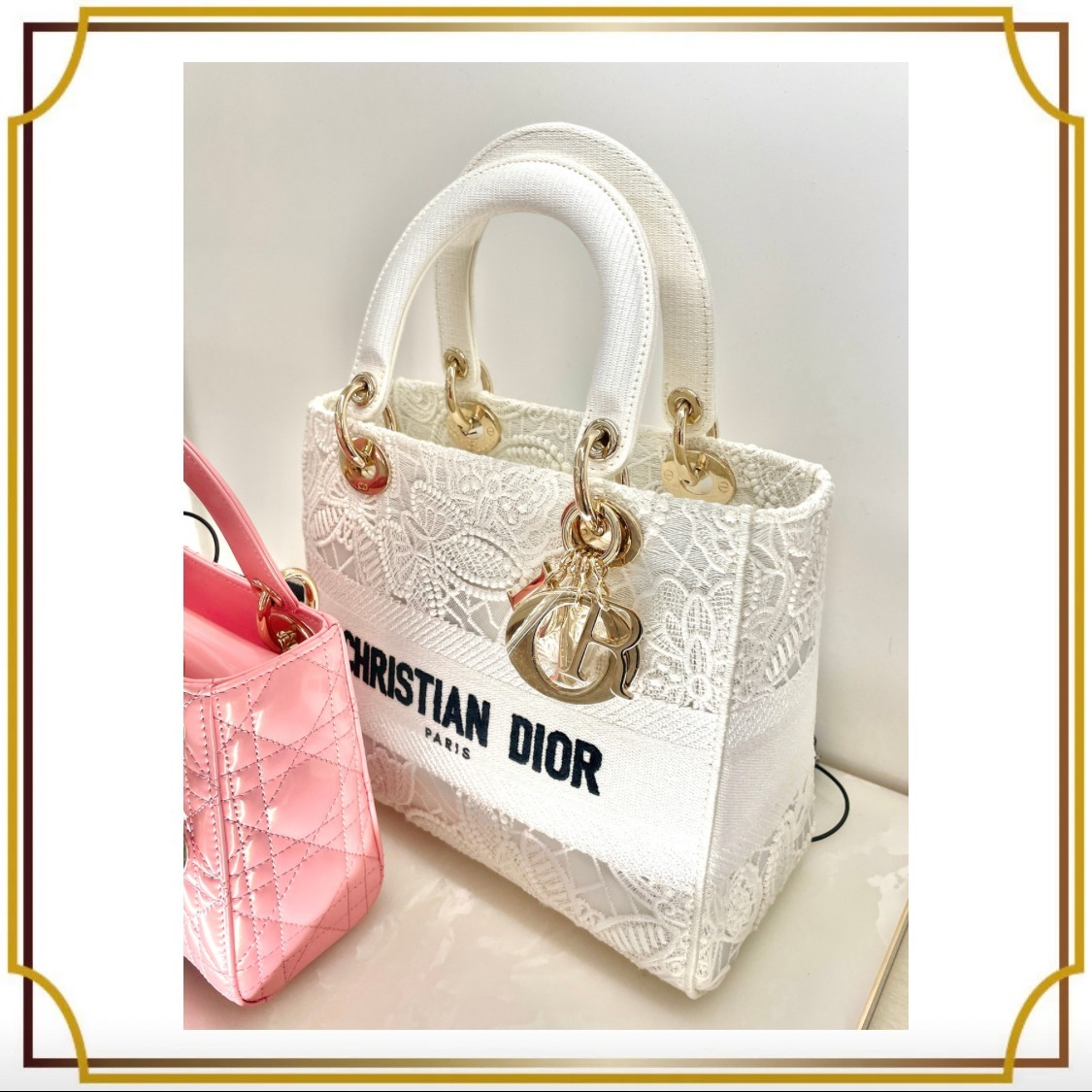 Dior 3WAY ハンドバッグ ショルダー 蝶 ミディアム Lady D-Lite