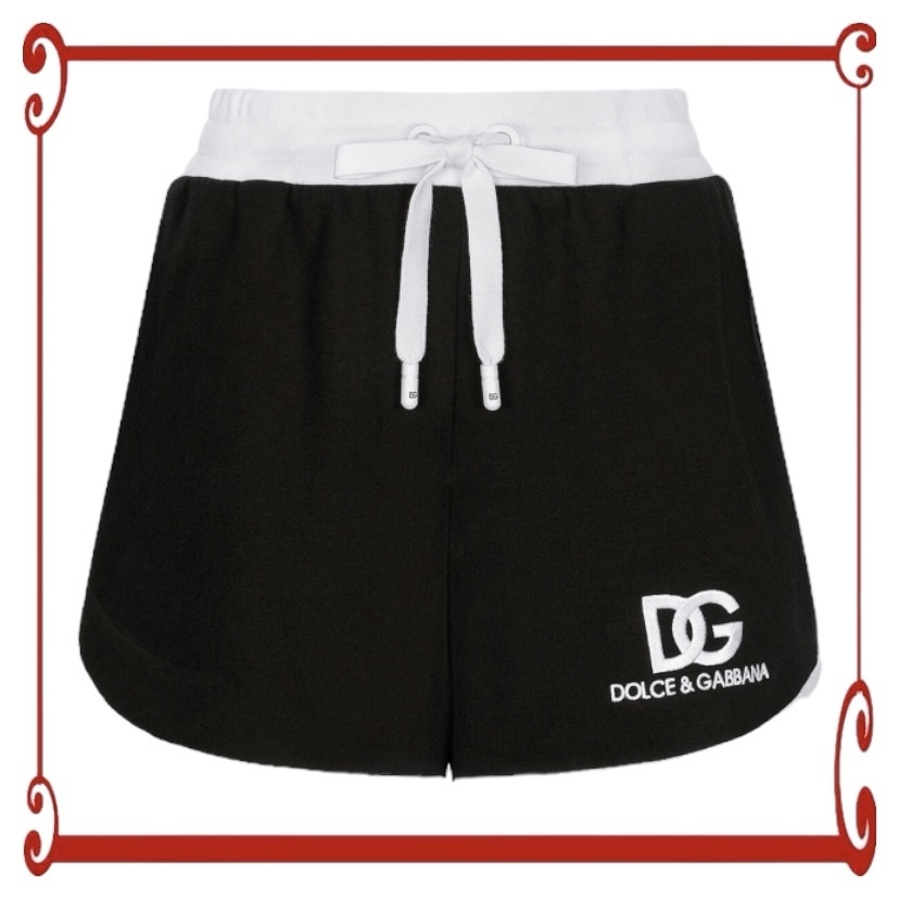 Dolce＆Gabbana 最新作 ショートパンツ DG ロゴ 黒 コットン